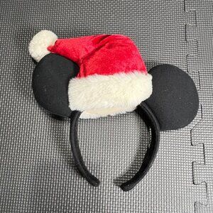 Mickey Mouse Ears Headband With Santa Hat Plush Christmas Accessory